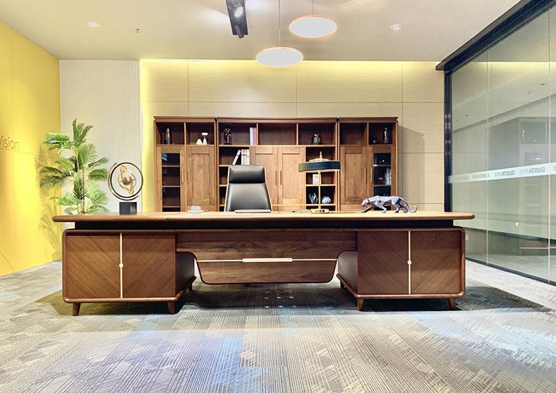 2020新品-豪迈系列-优品胡桃木老板桌-草莓视频污片家具 2020新品-豪迈系列-优品胡桃木老板桌-草莓视频污片家具