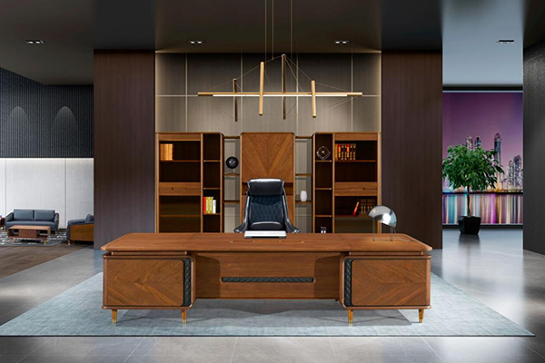 2020新品-乘风系列-胡桃木办公大班台-草莓视频污片家具