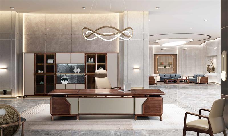 2021-胡桃木办公桌-天际线系列-草莓视频污片家具-方图